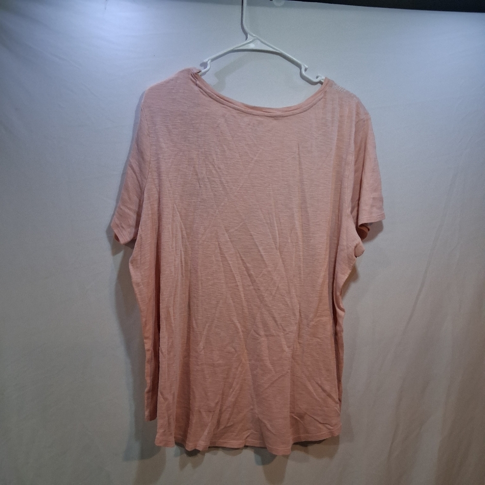 Style & Co. Pink Floral V-Neck Short Sleeve Top - Picture 3 of 4
